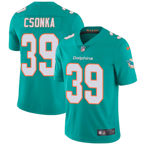 Nike Miami Dolphins #39 Larry Csonka Aqua Green Team Color Men Stitched NFL Vapor Untouchable Limited Jersey